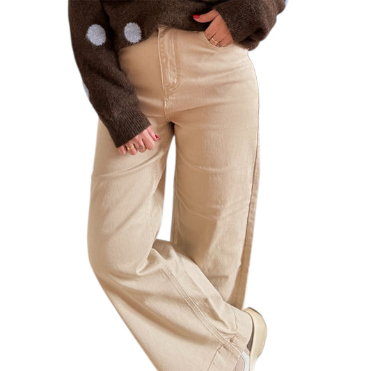 Jeans de pierna ancha beige