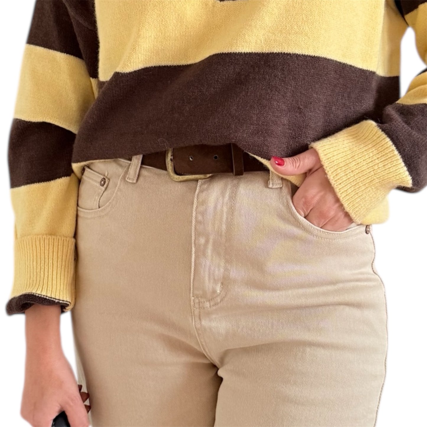 Jeans de pierna ancha beige