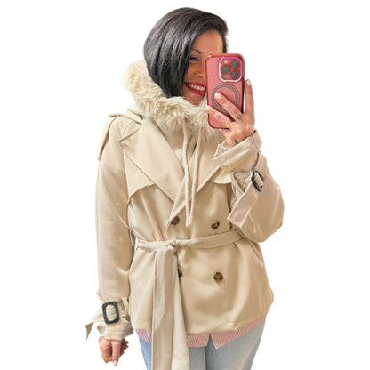 Gabardina corta beige