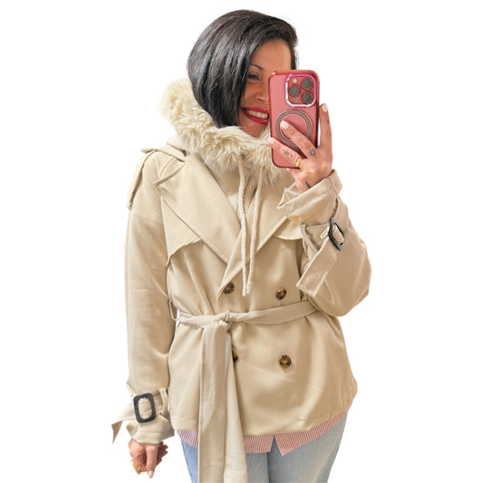 Gabardina corta beige