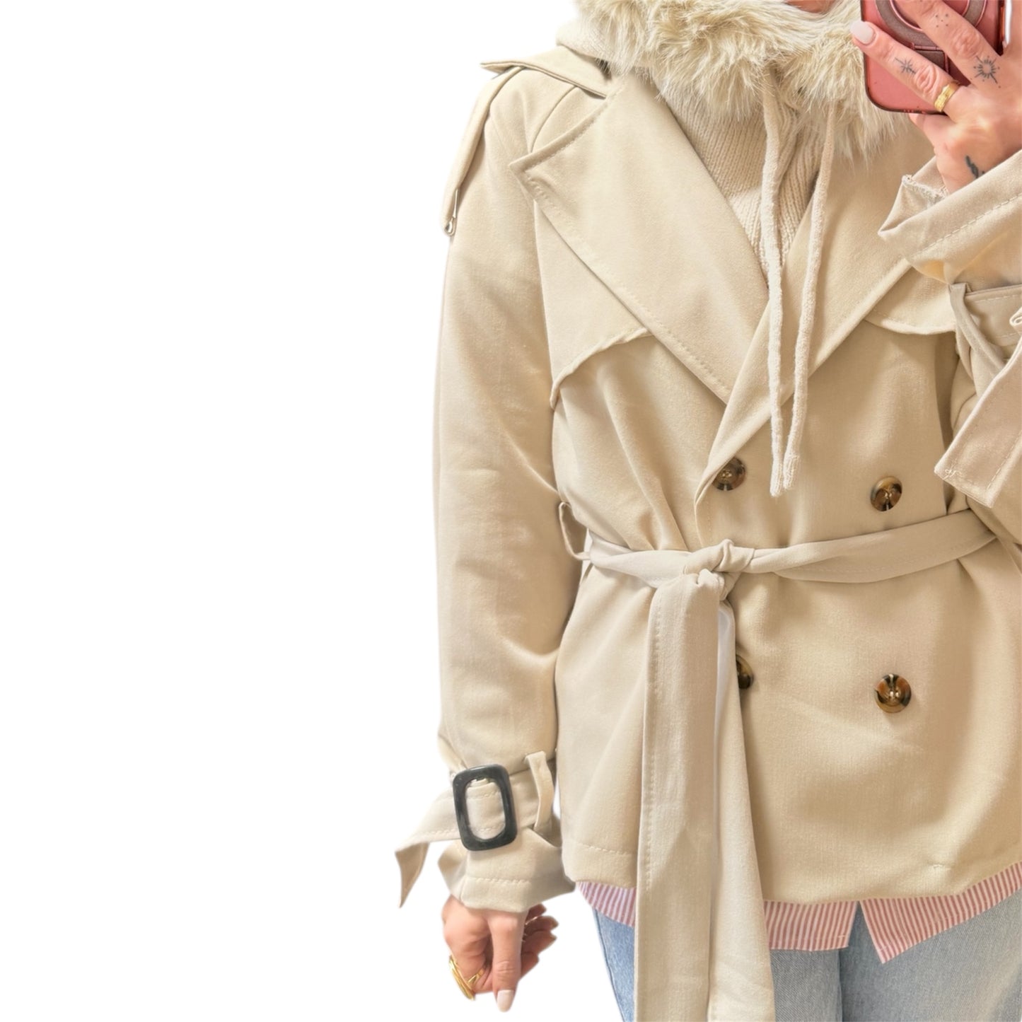 Gabardina corta beige