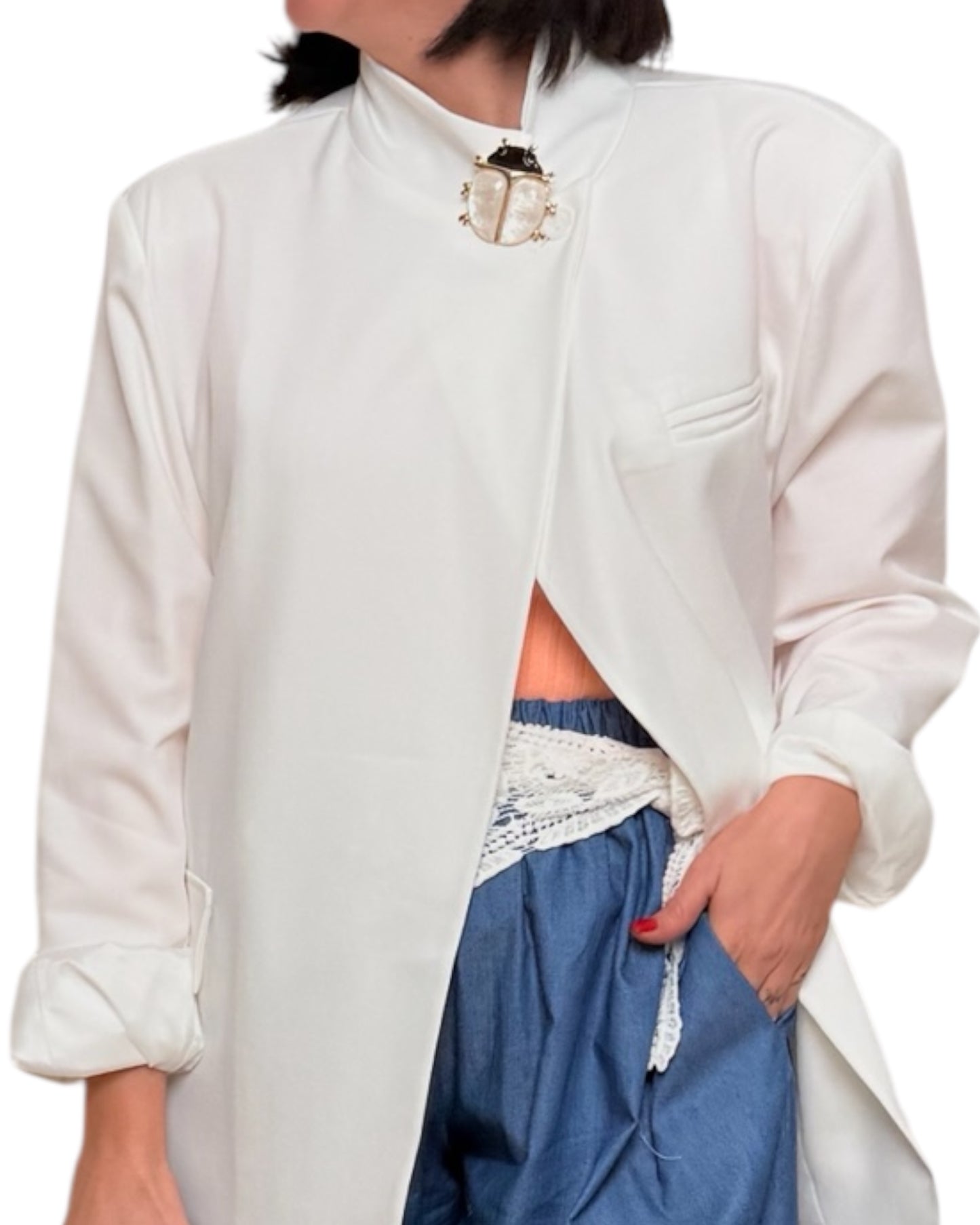 Blazer cruzada blanca Kate