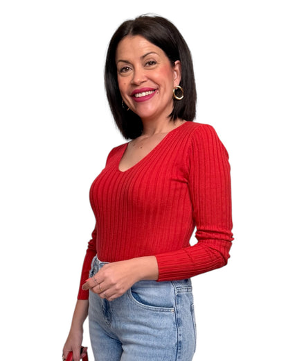 Jersey básico canalé rojo