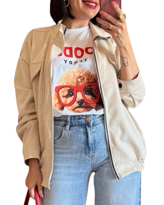 Chaqueta crudo antelina