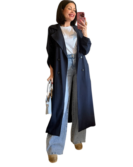 Gabardina azul marino larga Sofi