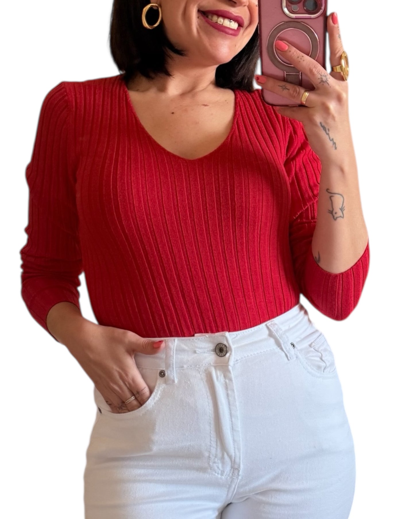 Jersey básico canalé rojo