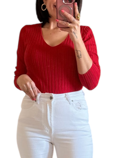 Jersey básico canalé rojo