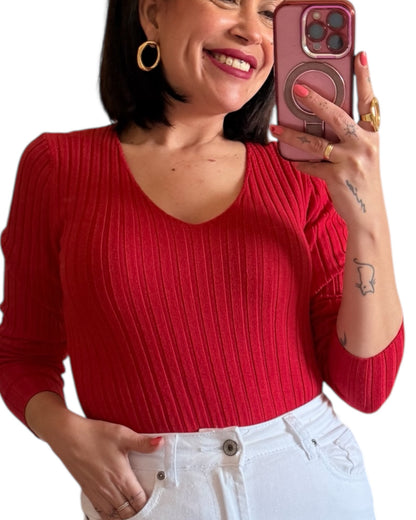 Jersey básico canalé rojo