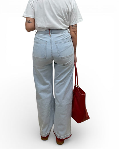 Jeans charm combi rojo