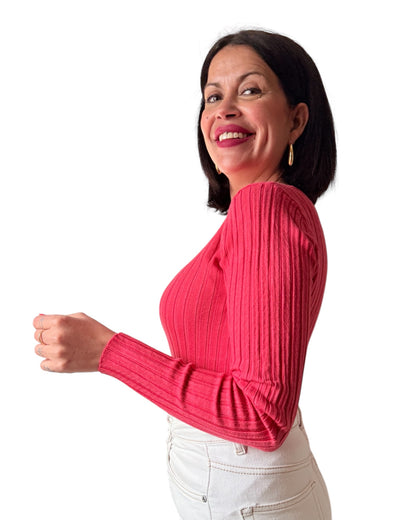 Jersey básico canalé sandía