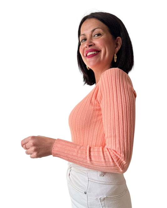 Jersey canalé coral