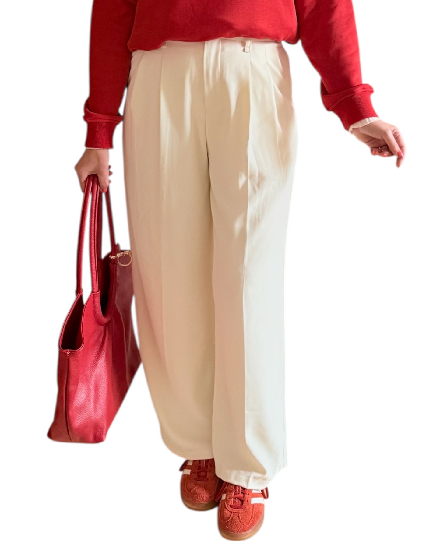 Pantalón pinzas crudo