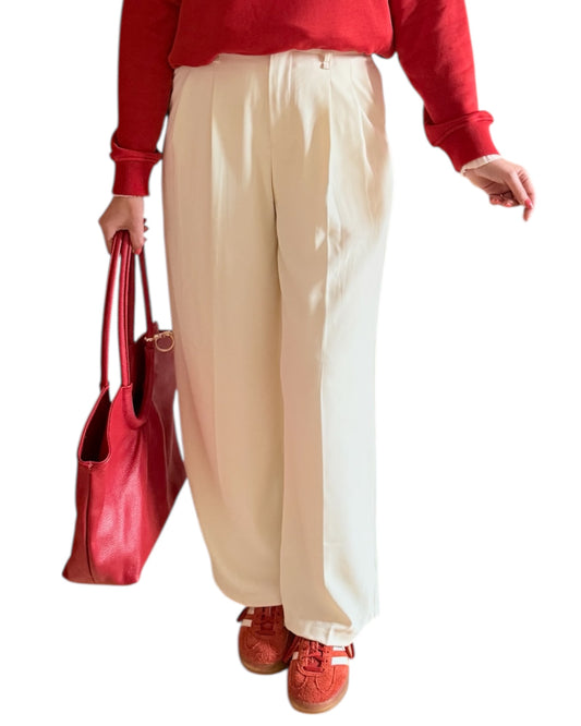 Pantalón pinzas crudo