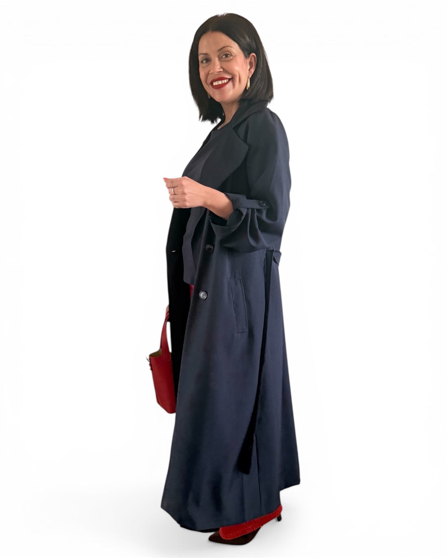 Gabardina azul marino larga Sofi