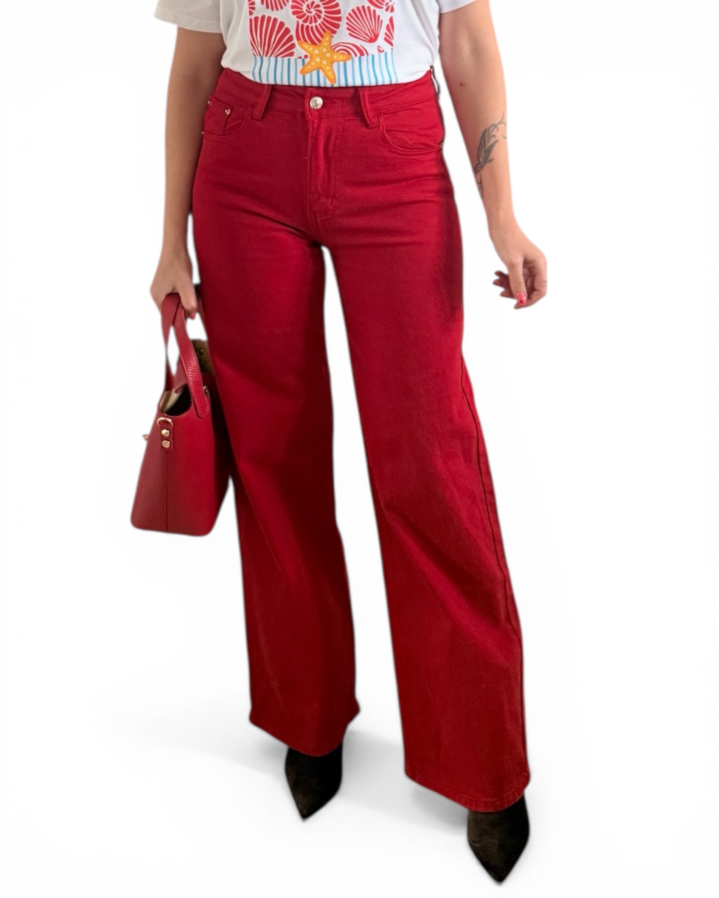 Jeans rojos wide leg