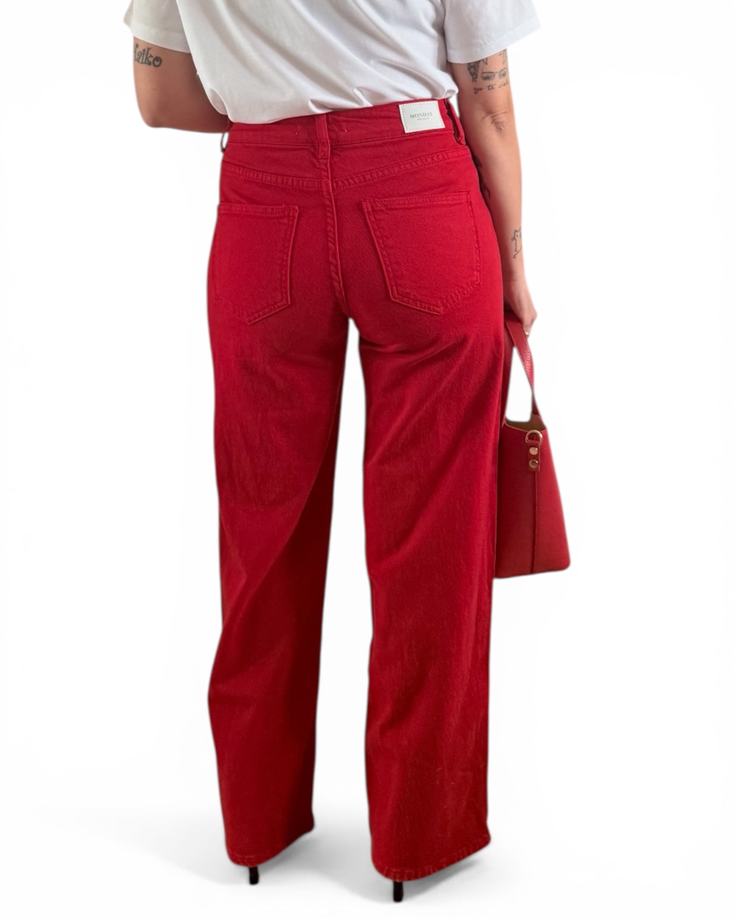 Jeans rojos wide leg
