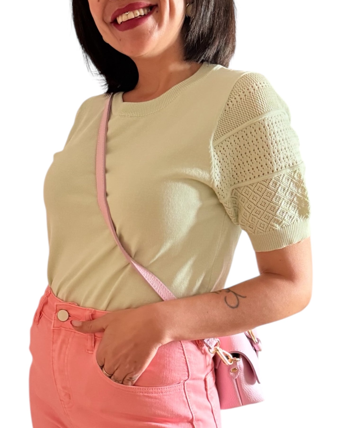 Jersey fino calado verde agua