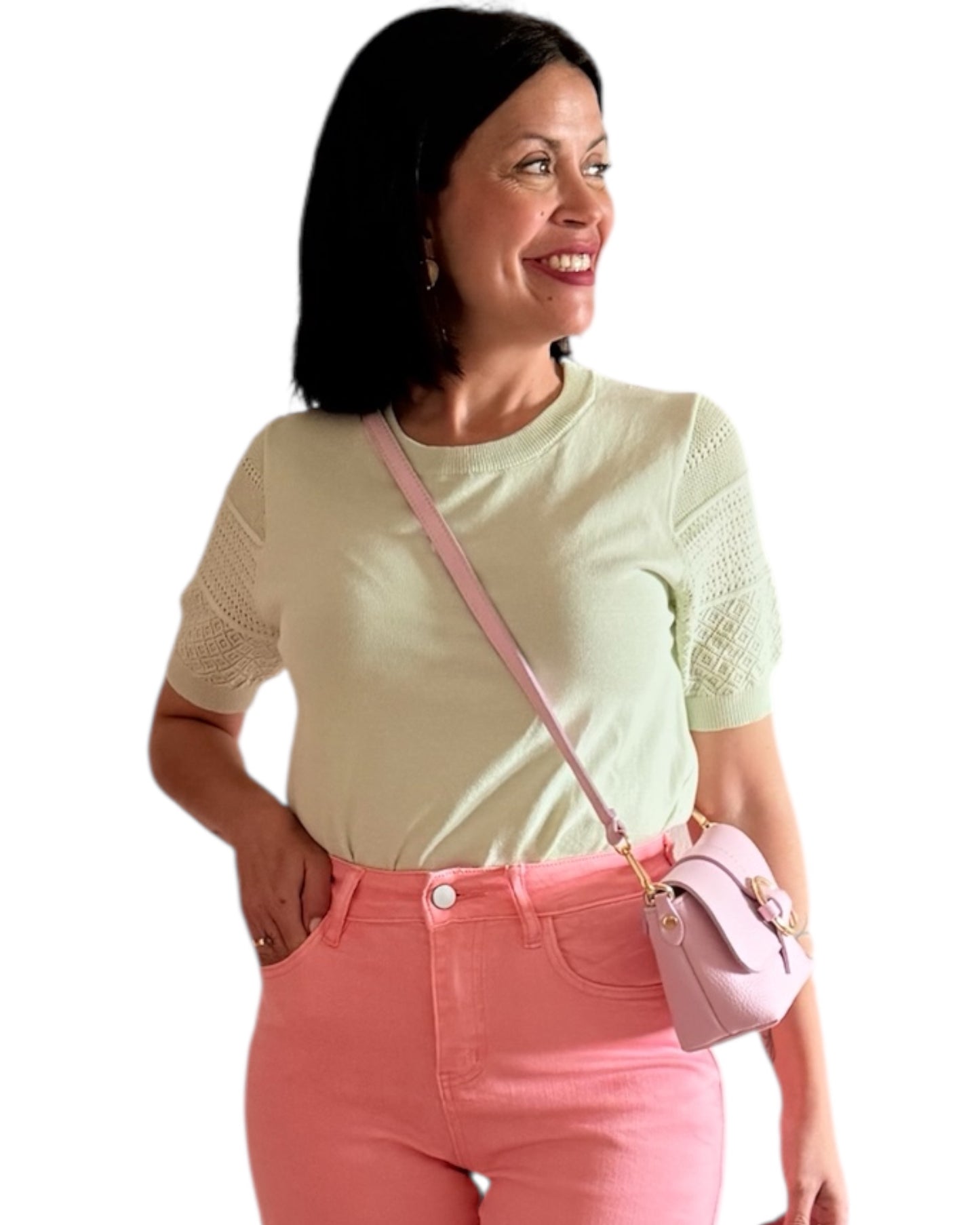 Jersey fino calado verde agua