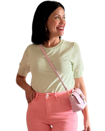 Jersey fino calado verde agua