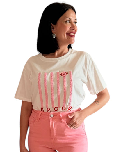 Camiseta amour rayas verticales ROSITA