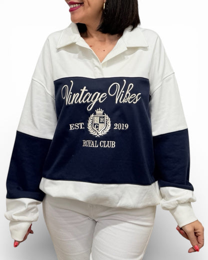 Sudadera vintage azul marino - AC