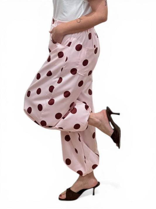 Pantalón Ballom lunares rosa y burdeos