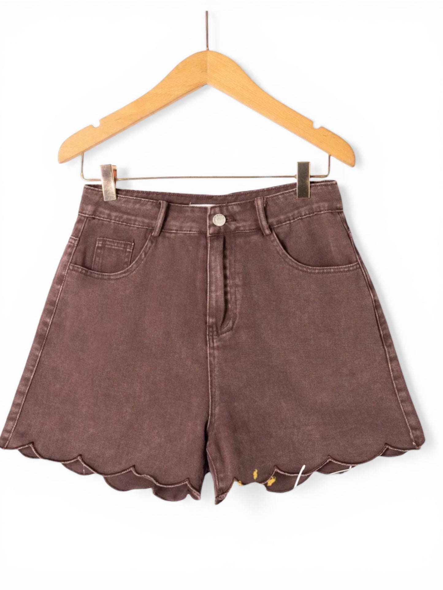 Short denim ondas chocolate
