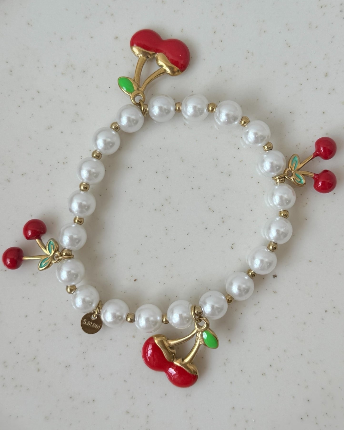 Pulsera perlas cerezas