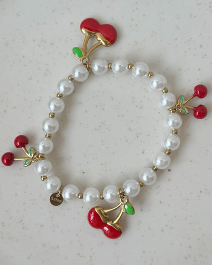 Pulsera perlas cerezas