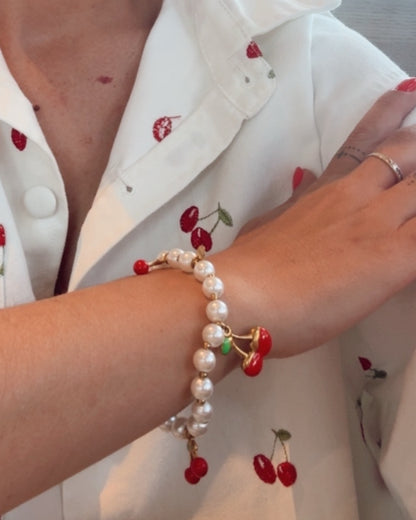 Pulsera perlas cerezas