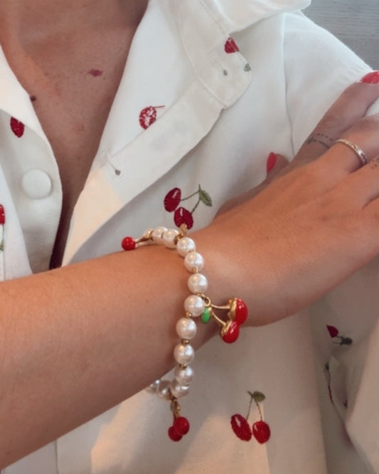 Pulsera perlas cerezas