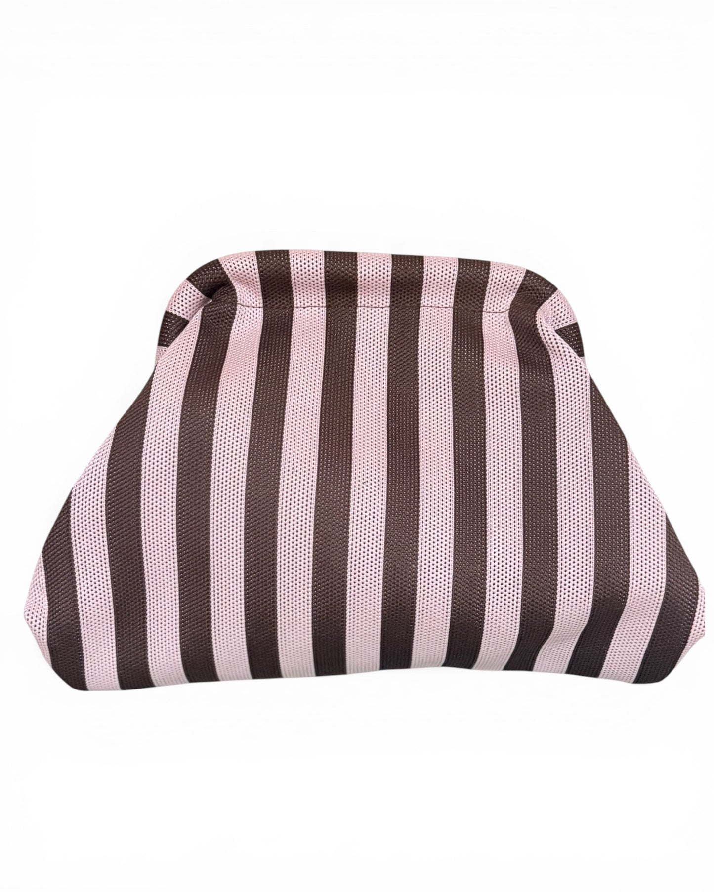 Bolso rayas rosa y chocolate