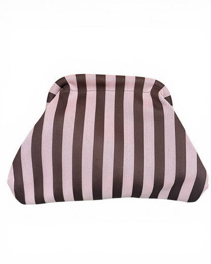 Bolso rayas rosa y chocolate