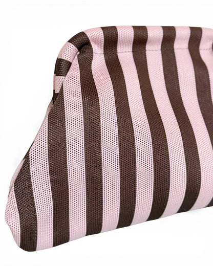 Bolso rayas rosa y chocolate