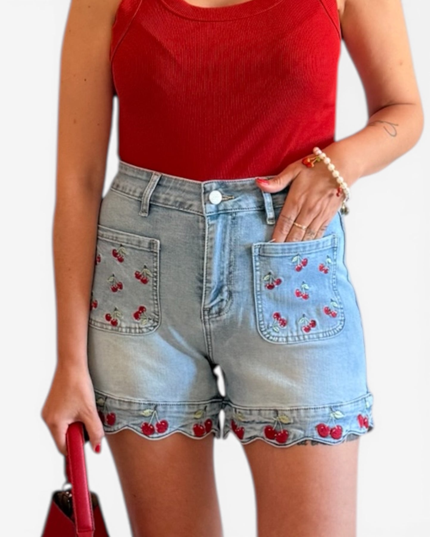 Short volantes cerezas