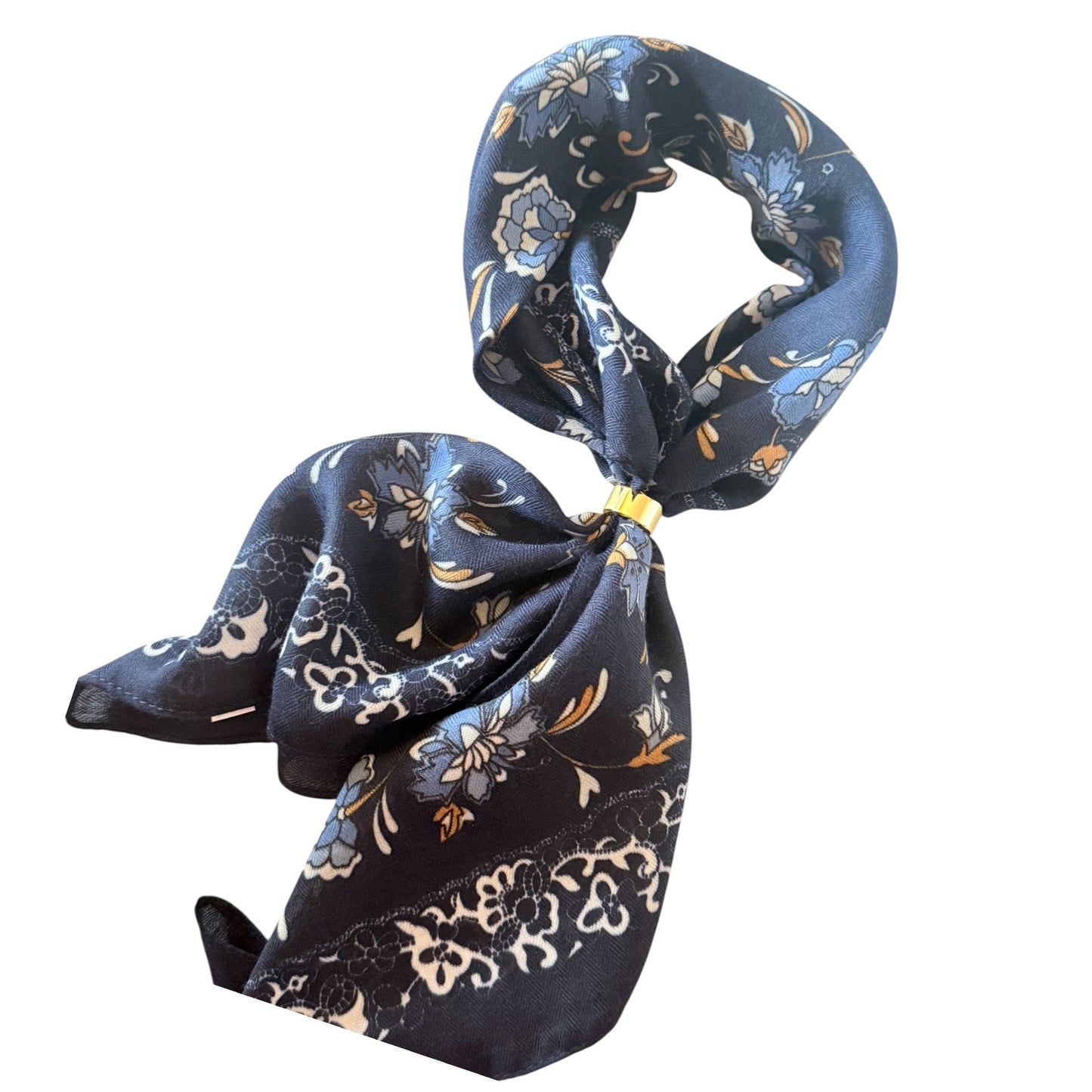 Pañuelo anillo azul marino estampado - AC