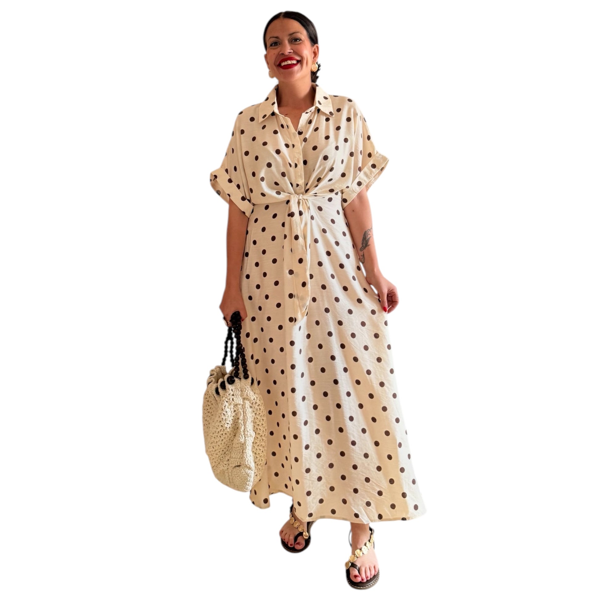 Vestido Lunares beige choco - AC