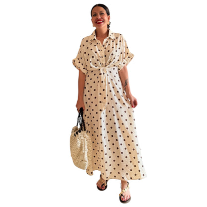 Vestido Lunares beige choco - AC