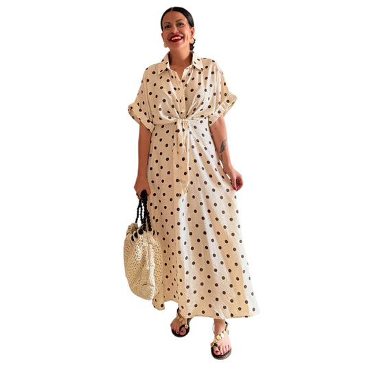 Vestido Lunares beige choco - AC