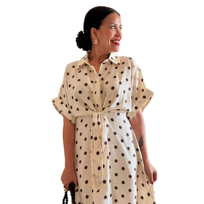 Vestido Lunares beige choco - AC