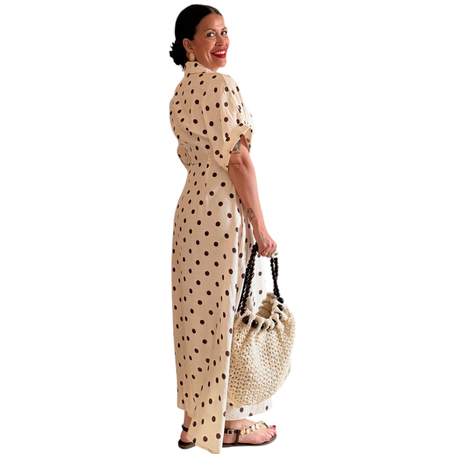 Vestido Lunares beige choco - AC