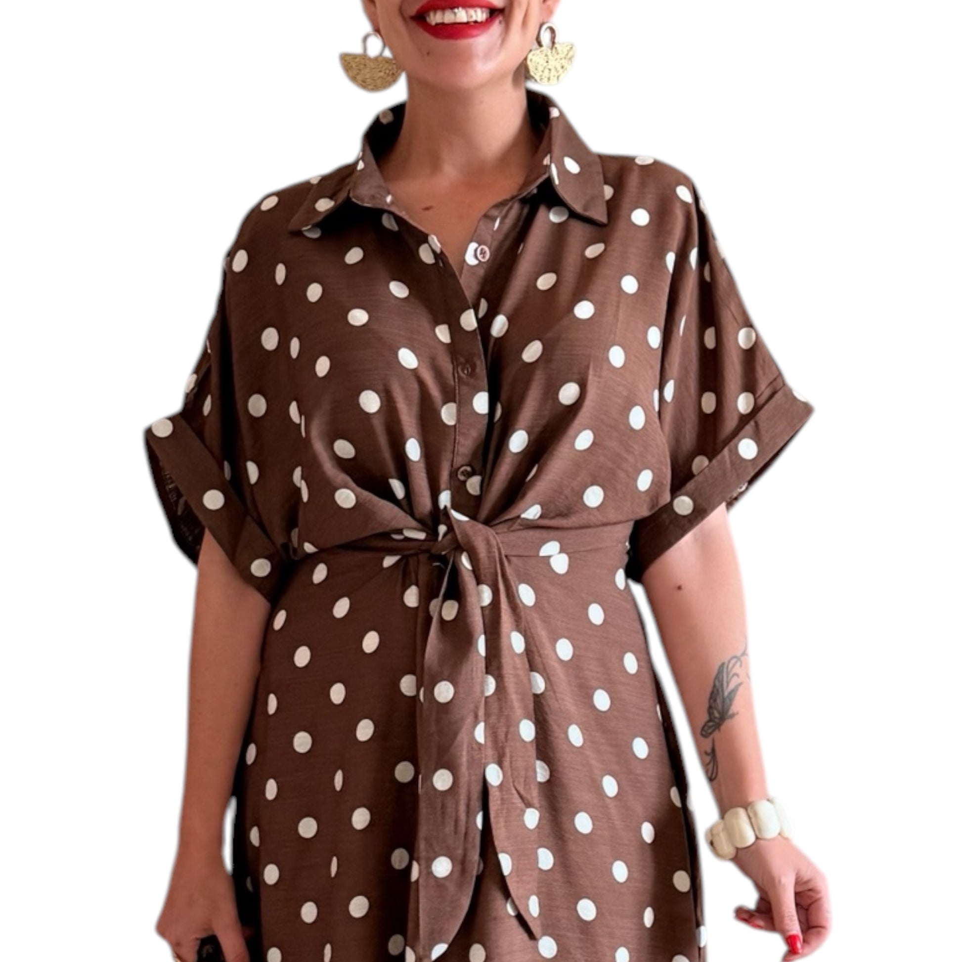 Vestido Lunares choco-beige - AC