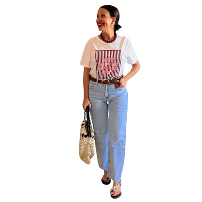 Camiseta Rayas burdeos