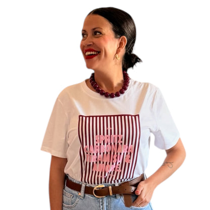 Camiseta Rayas burdeos