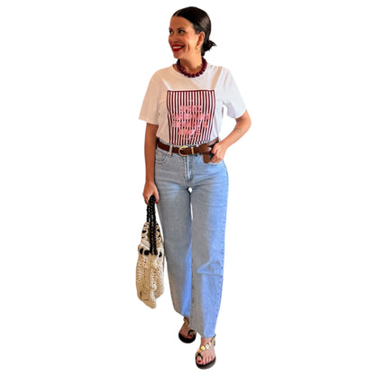 Camiseta Rayas burdeos