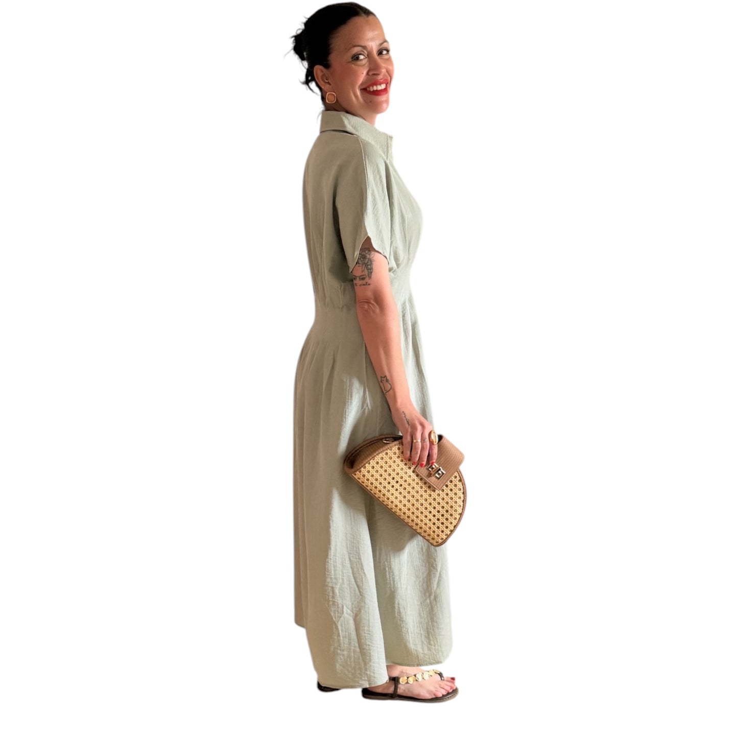 Vestido detalle Loren Verde agua