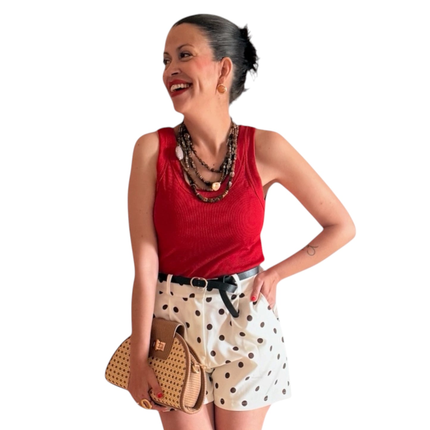 Short lunares choco y crudo