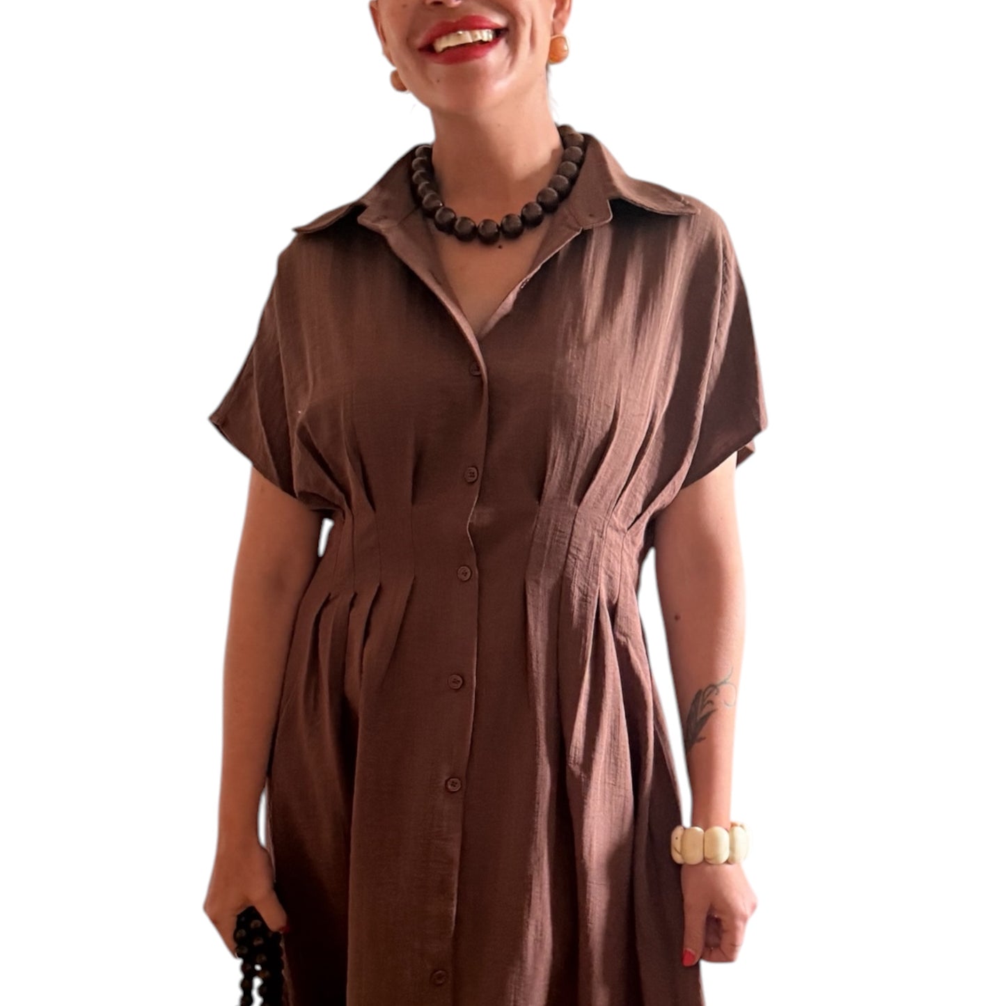 Vestido detalle Loren chocolate
