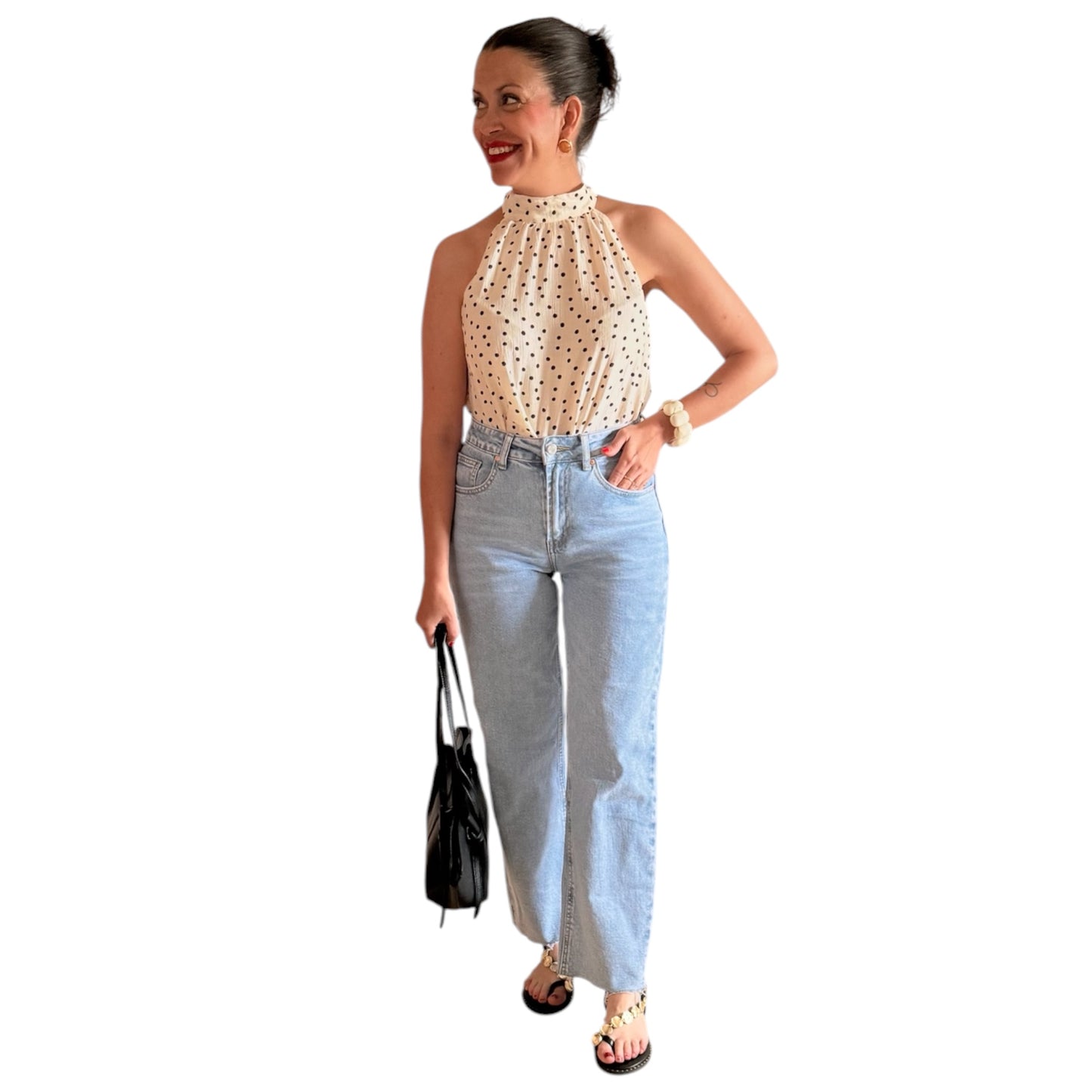 Blusa halter lunares