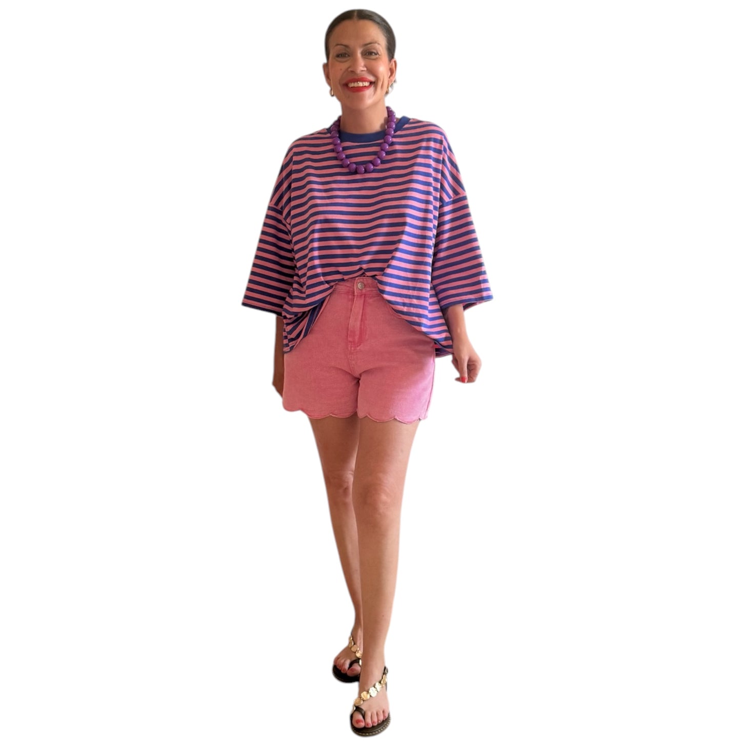 Camiseta marinera rosa y azul